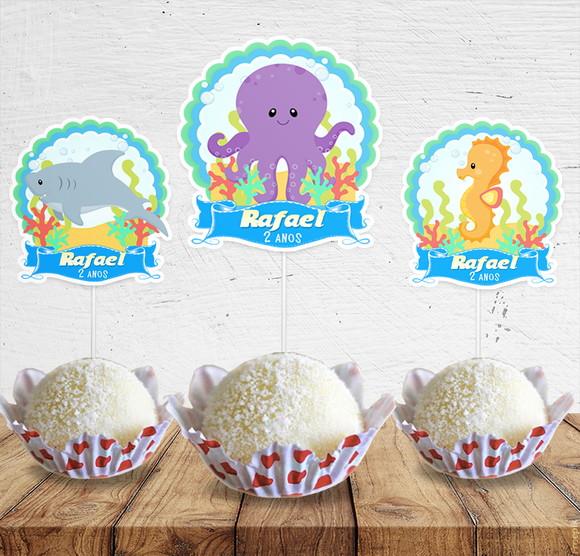 Topper para Doces Fundo do Mar