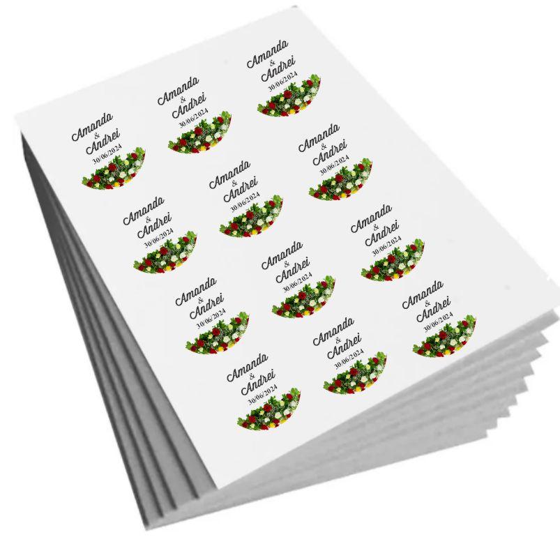 100 Adesivos Casamento Transparentes à Prova de Água - 4 CM