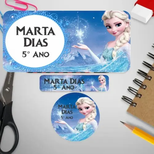 120 Etiquetas Escolares Elza Frozen