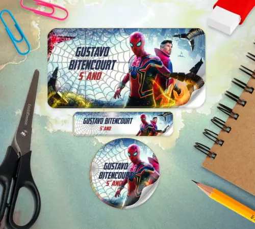 120 Etiquetas Escolares do Homem Aranha