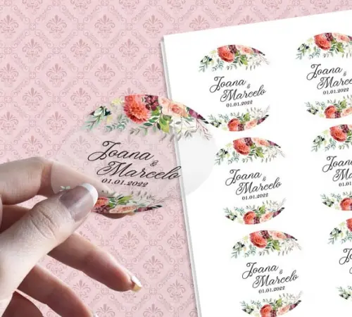 100 Adesivos Casamento Transparentes à Prova de Água