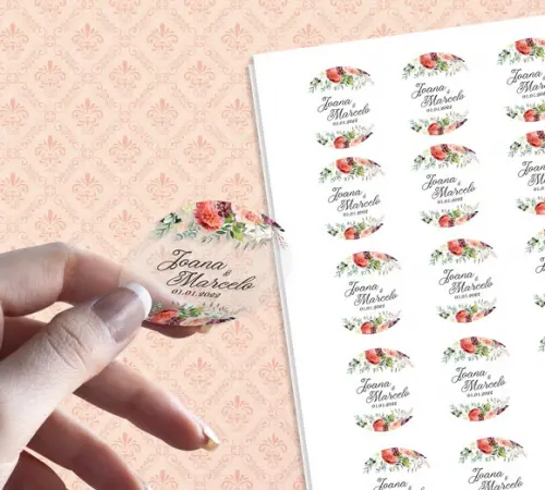 100 Adesivos Casamento Transparentes à Prova de Água