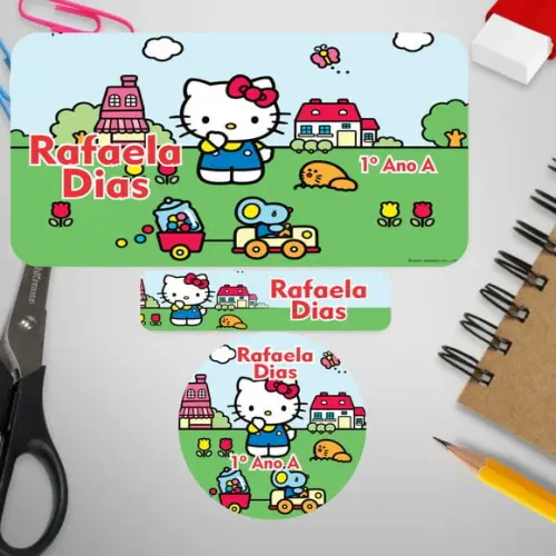 120 Etiquetas Escolares Hello Kid