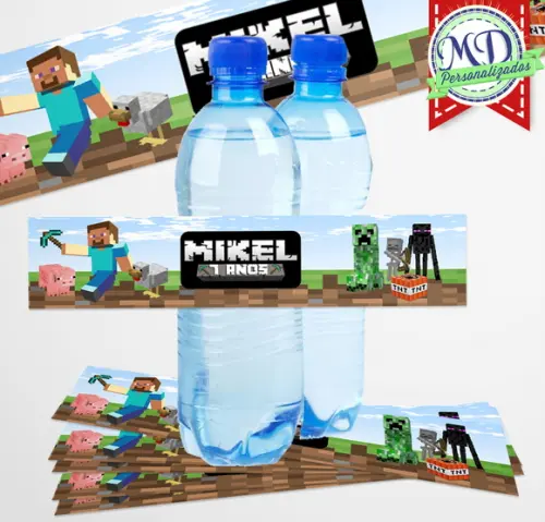 Adesivo Água 500ml Minecraft