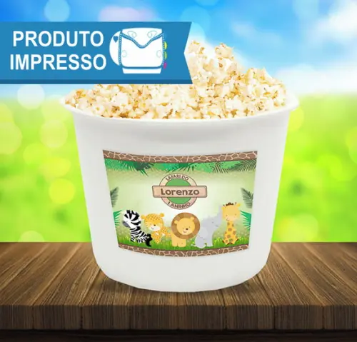 Adesivo Balde de Pipoca Animais do Safari