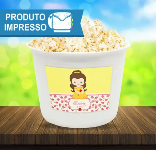 Adesivo Balde de Pipoca Bela e a Fera Cute