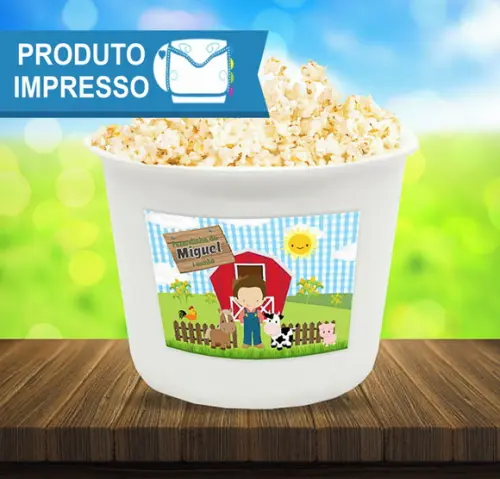 Adesivo Balde de Pipoca Fazendinha