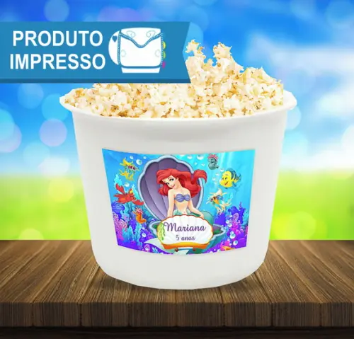 Adesivo Balde de Pipoca Pequena Sereia