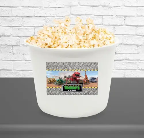 Adesivo Balde Pipoca Dinotrux