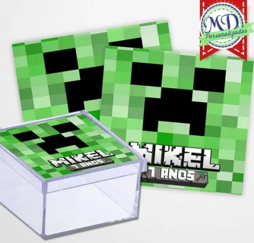 Adesivo Caixinha Minecraft Creeper