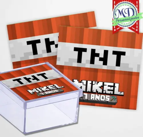 Adesivo Caixinha Minecraft TNT