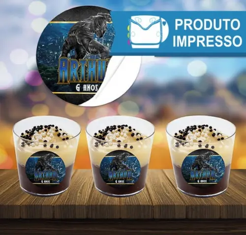 Adesivo Copinho Brigadeiro Pantera Negra