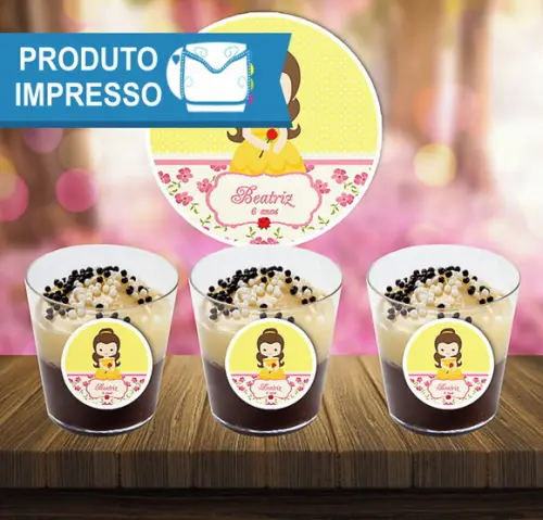 Adesivo Copinho de Brigadeiro Bela e a Fera Cute