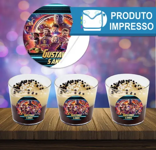 Adesivo Copinho de Brigadeiro Vingadores Guerra Infinita