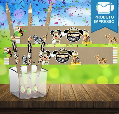 Adesivo Lápis Mickey Safari