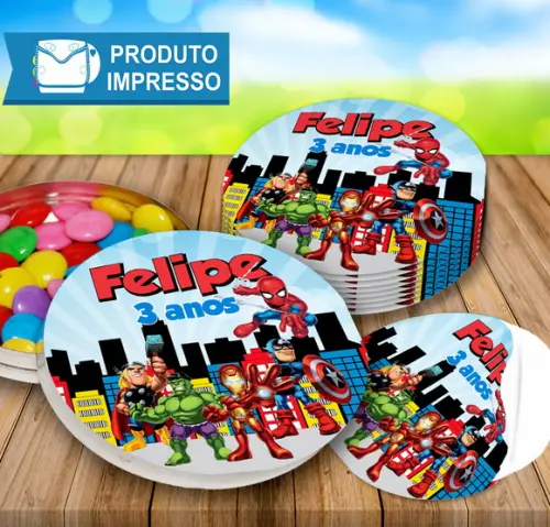 Adesivo Latinha Vingadores Cute