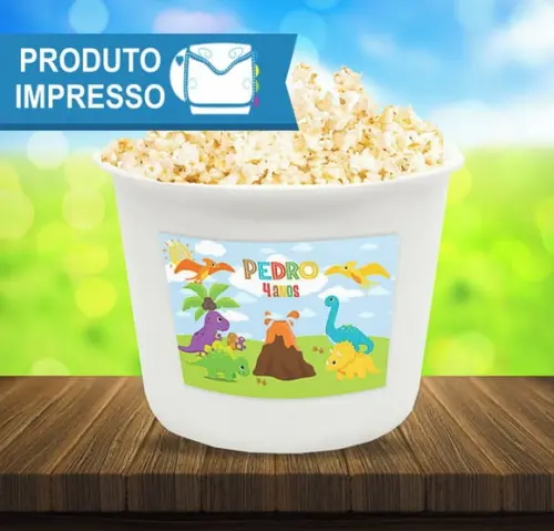 Adesivo para Balde Pipoca Dinossauro