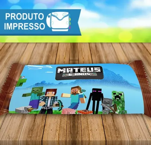 Adesivo para Barra de Chocolate Minecraft