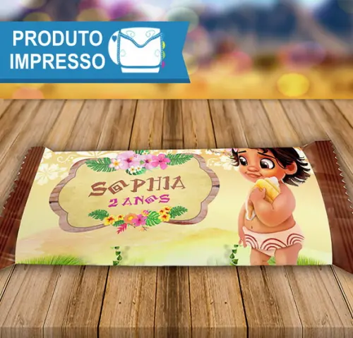 Adesivo para Barra de Chocolate Moana Baby