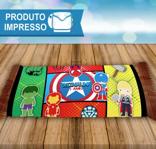Adesivo para Barra de Chocolate Vingadores