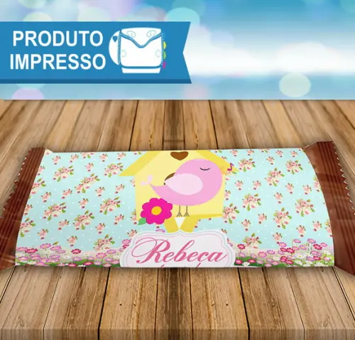 Adesivo para Barra de Chocolate Passarinhos