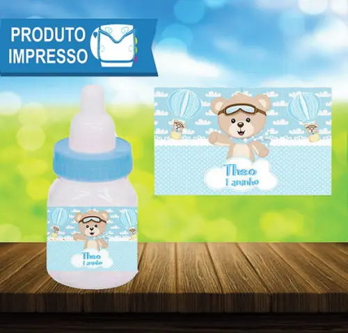 Adesivo para Mini Mamadeira Ursinho Aviador