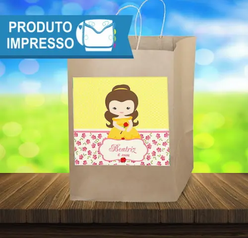 Adesivo para Sacola Bela e a Fera Cute