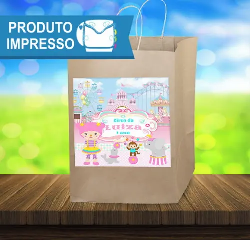 Adesivo para Sacolinha Circo Menina Rosa