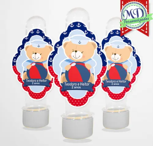 Adesivo para Tubete Urso Marinheiro