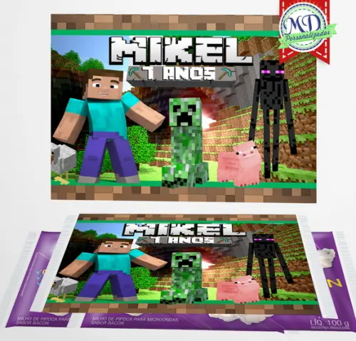 Adesivo Pipoca Minecraft