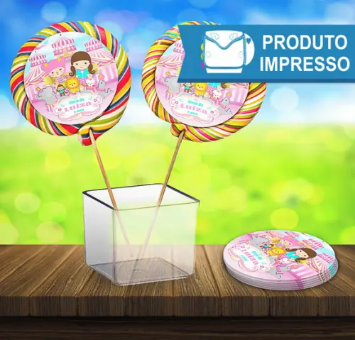 Adesivo Pirulito Circo Menina Rosa