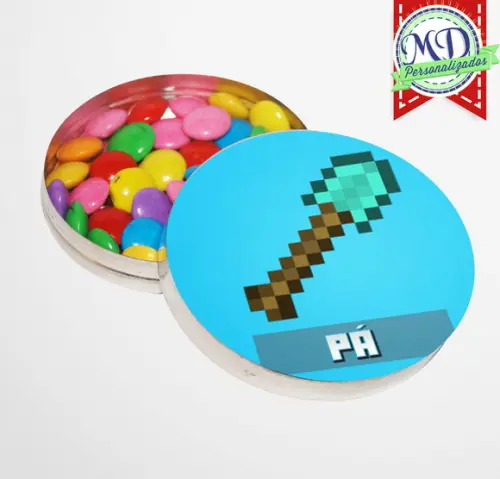 Adesivo Redondo Latinha Minecraft