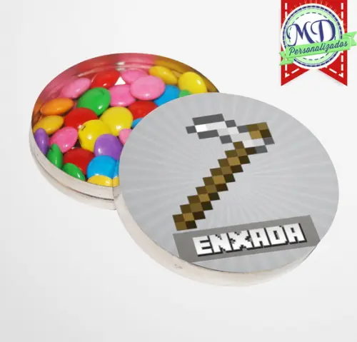 Adesivo Redondo Latinha Minecraft