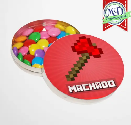 Adesivo Redondo Latinha Minecraft