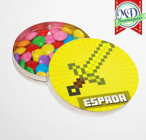 Adesivo Redondo Latinha Minecraft
