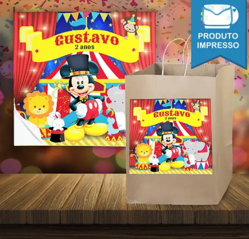 Adesivo Sacola Kraft Mickey Circo