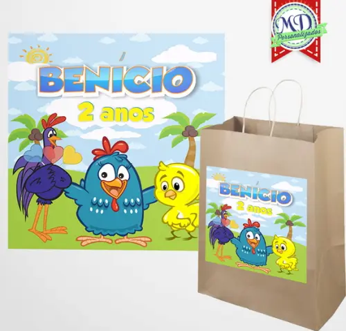 Adesivo Sacola Kraft Galinha Pintadinha