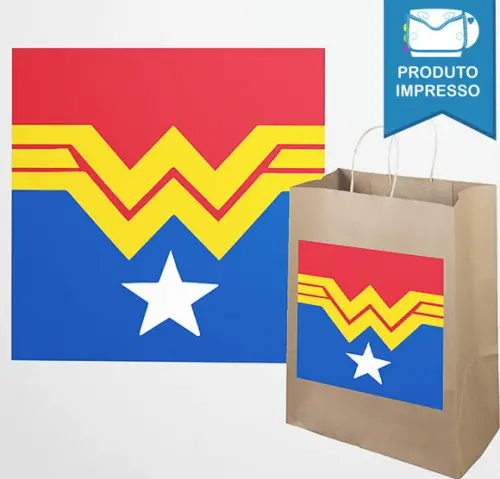 Adesivo Sacola Kraft Mulher Maravilha