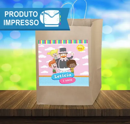 Adesivo Sacola Mundo Bita Rosa