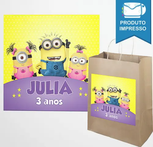 Adesivo Sacolinha Minions Menina