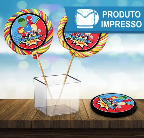Adesivos Pirulito Vingadores Cute