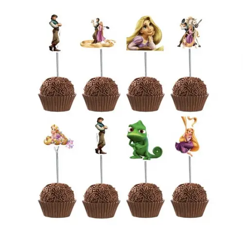 Aplique Topper Para Docinhos Com Palito Rapunzel Enrolados