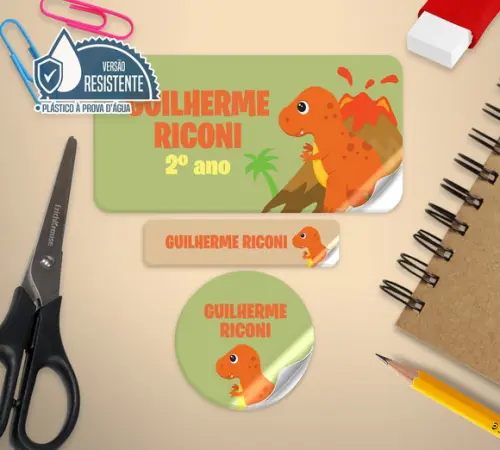Etiqueta Escola Dinossauro Baby 120 unid VINIL