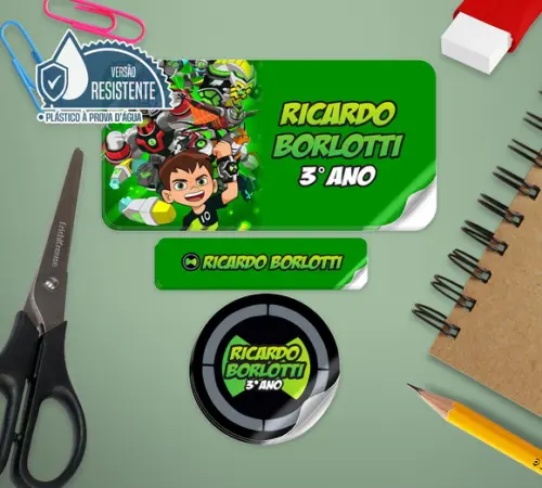 Etiqueta Escolar Ben 10 - 120 unid PLASTICO