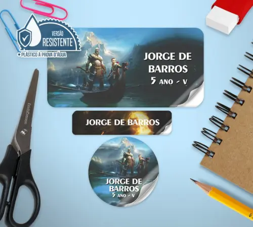 Etiqueta escolar God Of war 120 unid. VINIL