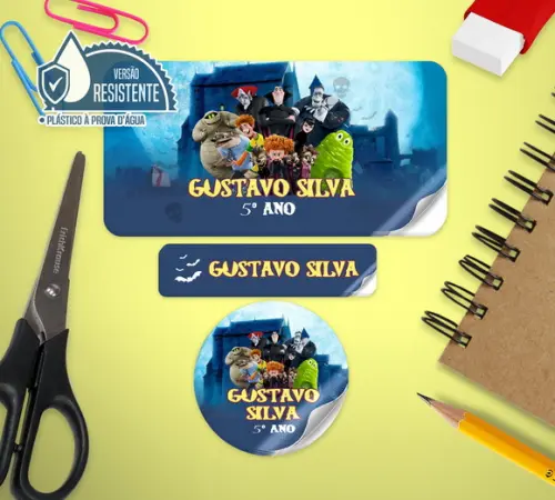 Etiqueta Escolar Hotel Transylvania 120 unid VINIL