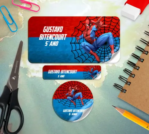 Etiqueta Escolar Homem Aranha