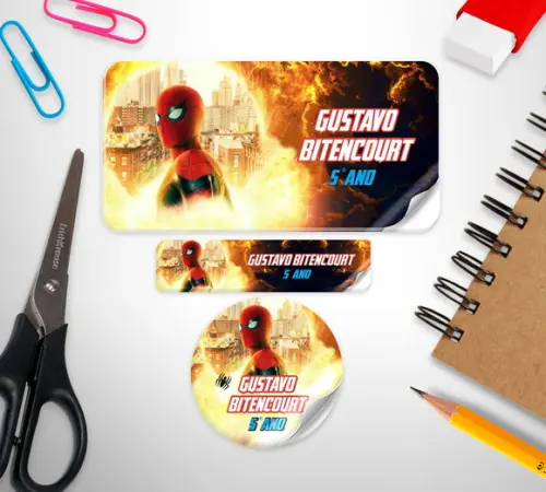 Etiqueta Escolar Homem Aranha