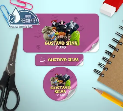 Etiqueta Escolar Hotel Transylvania 120unid PLASTICO