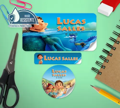 Etiqueta escolar Luca pixar 120 unid. VINIL